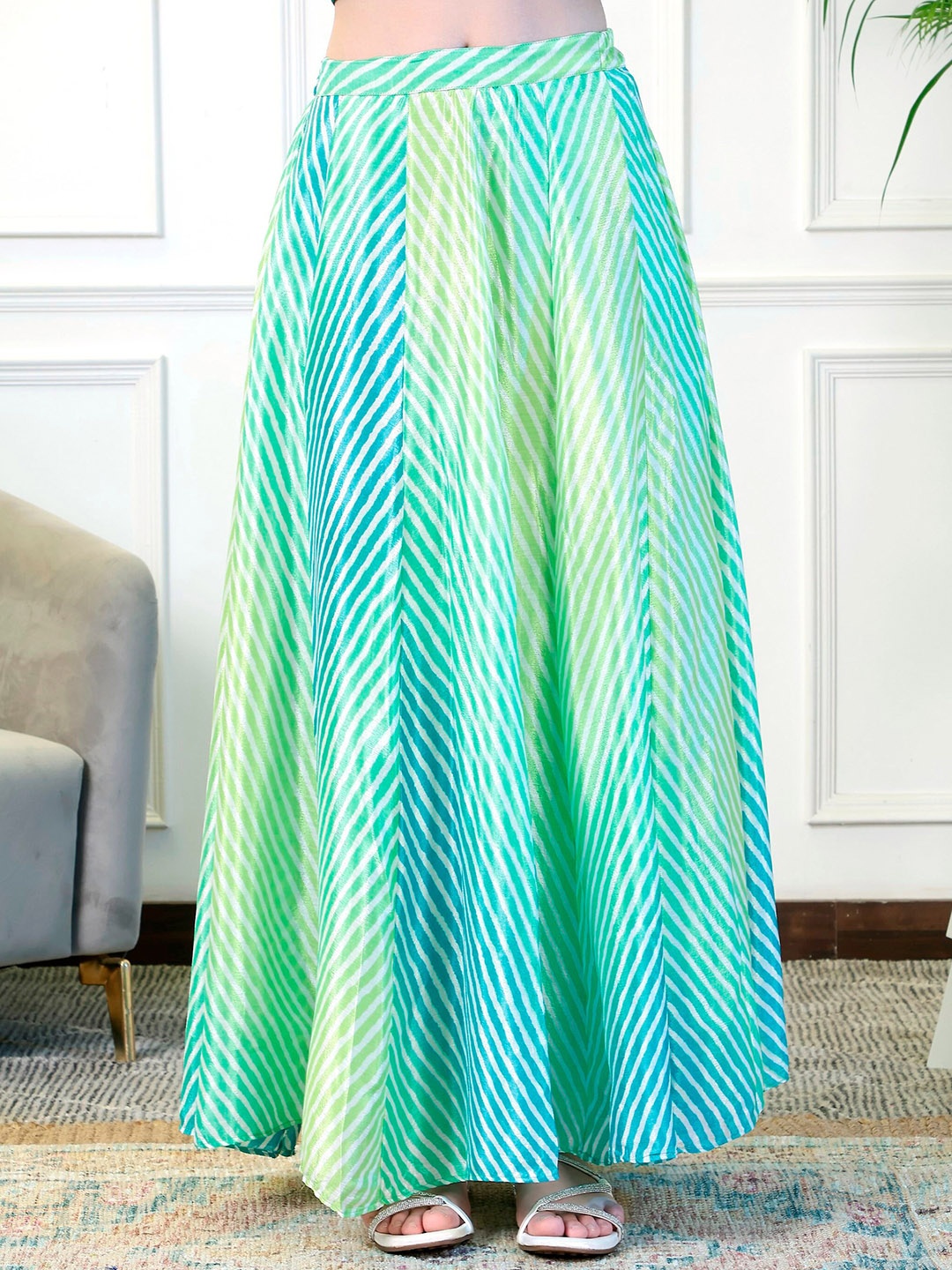 

NEUDIS Leheriya Printed Maxi Lehenga Skirt, Sea green