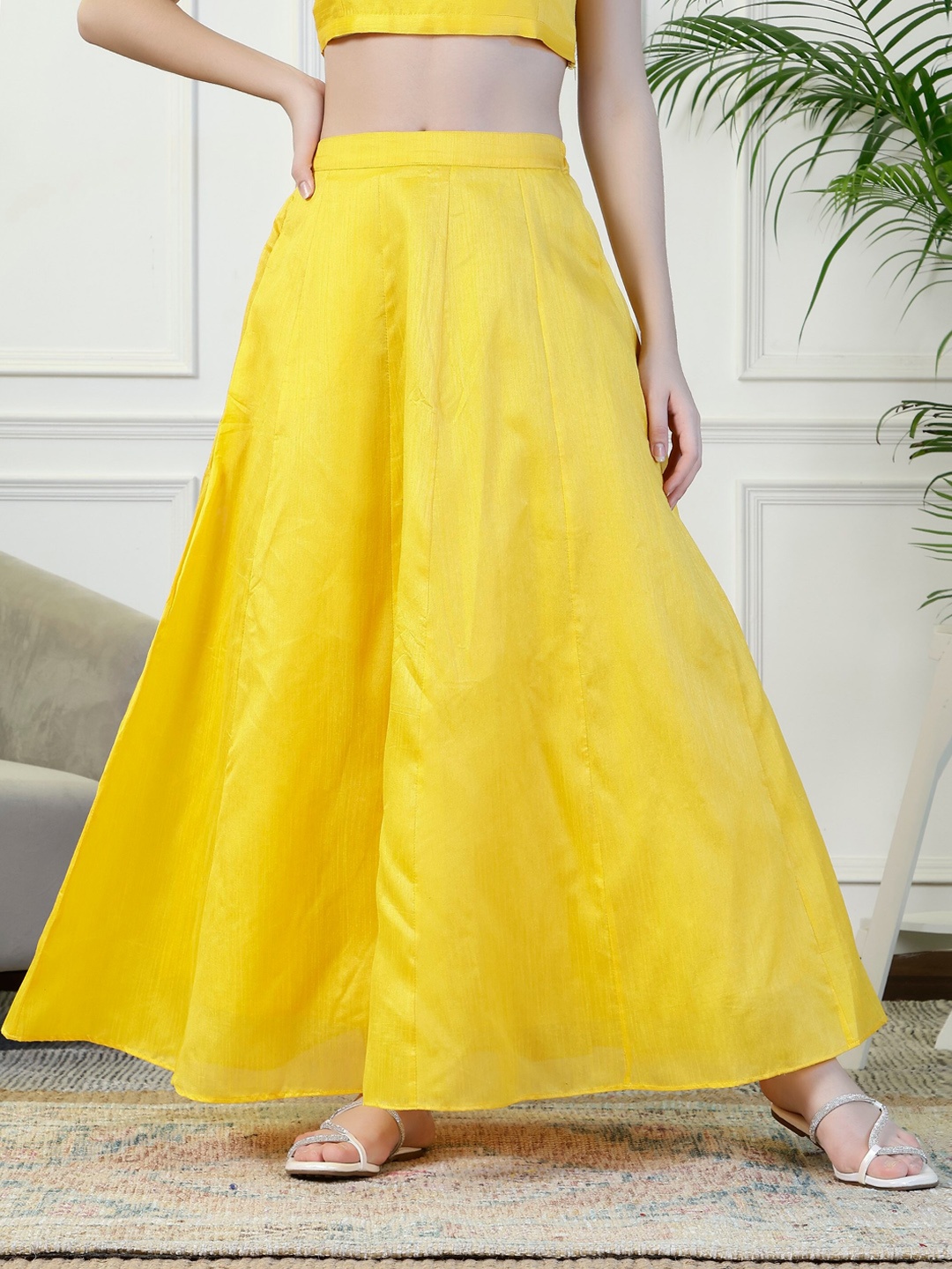 

NEUDIS Flared Maxi Lehenga Skirt, Yellow