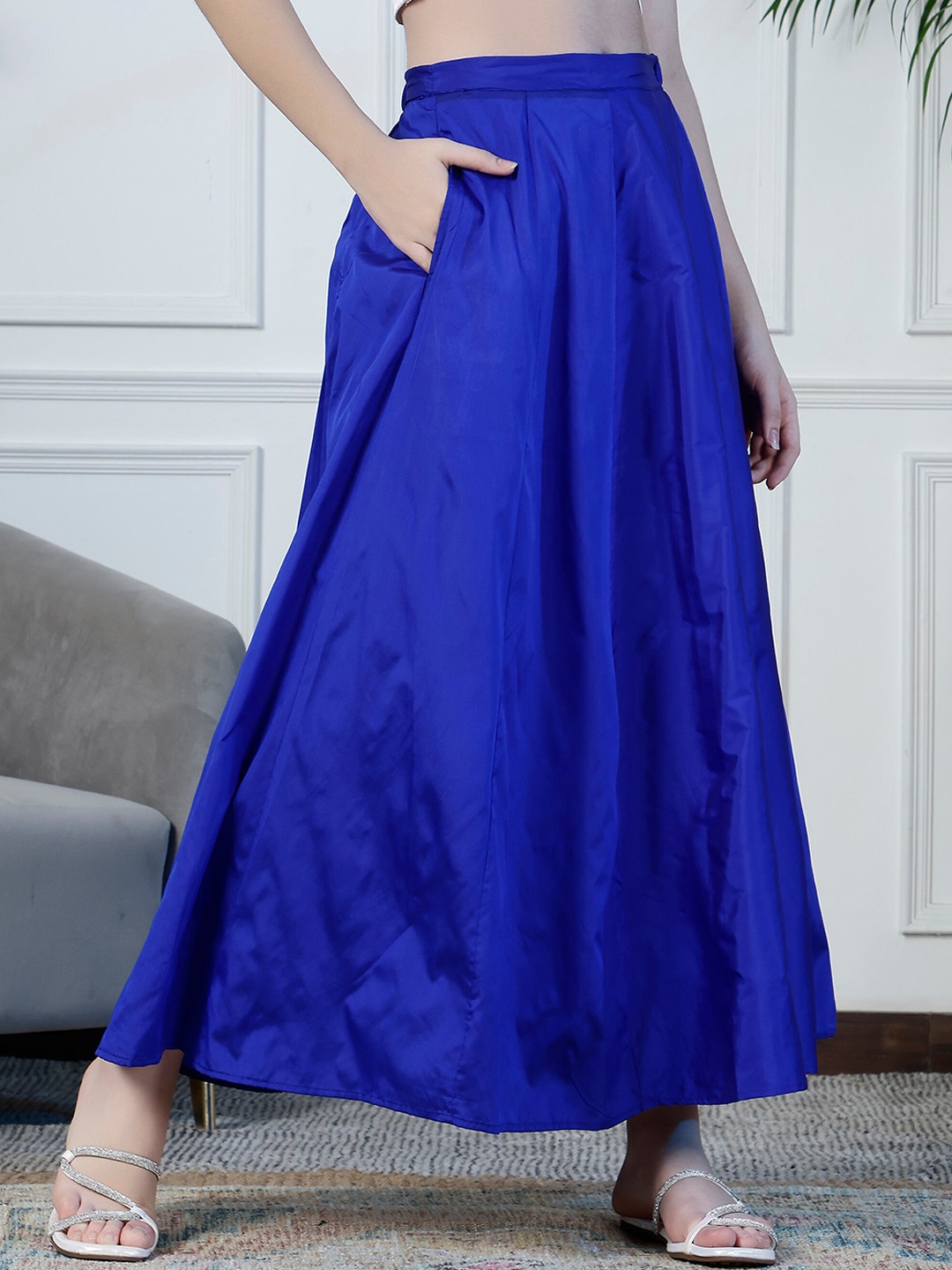 

NEUDIS Flared Maxi Lehenga Skirt, Blue