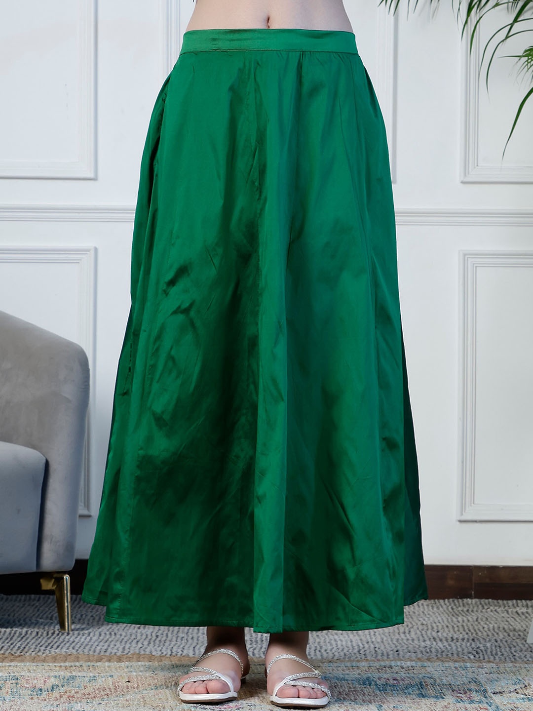 

NEUDIS Flared Maxi Lehenga Skirt, Green