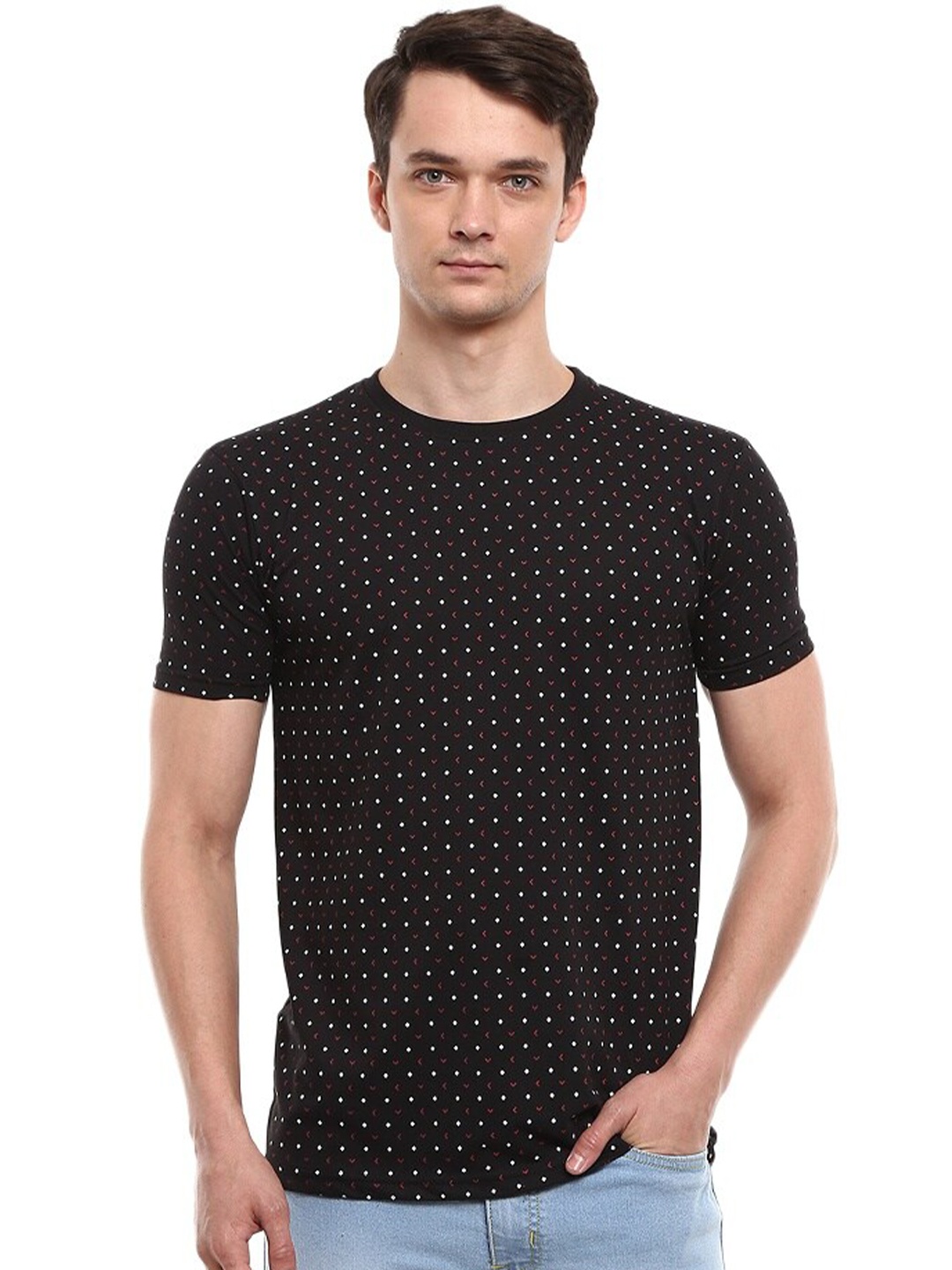 

V-Mart Geometric Printed Slim Fit T-shirt, Black