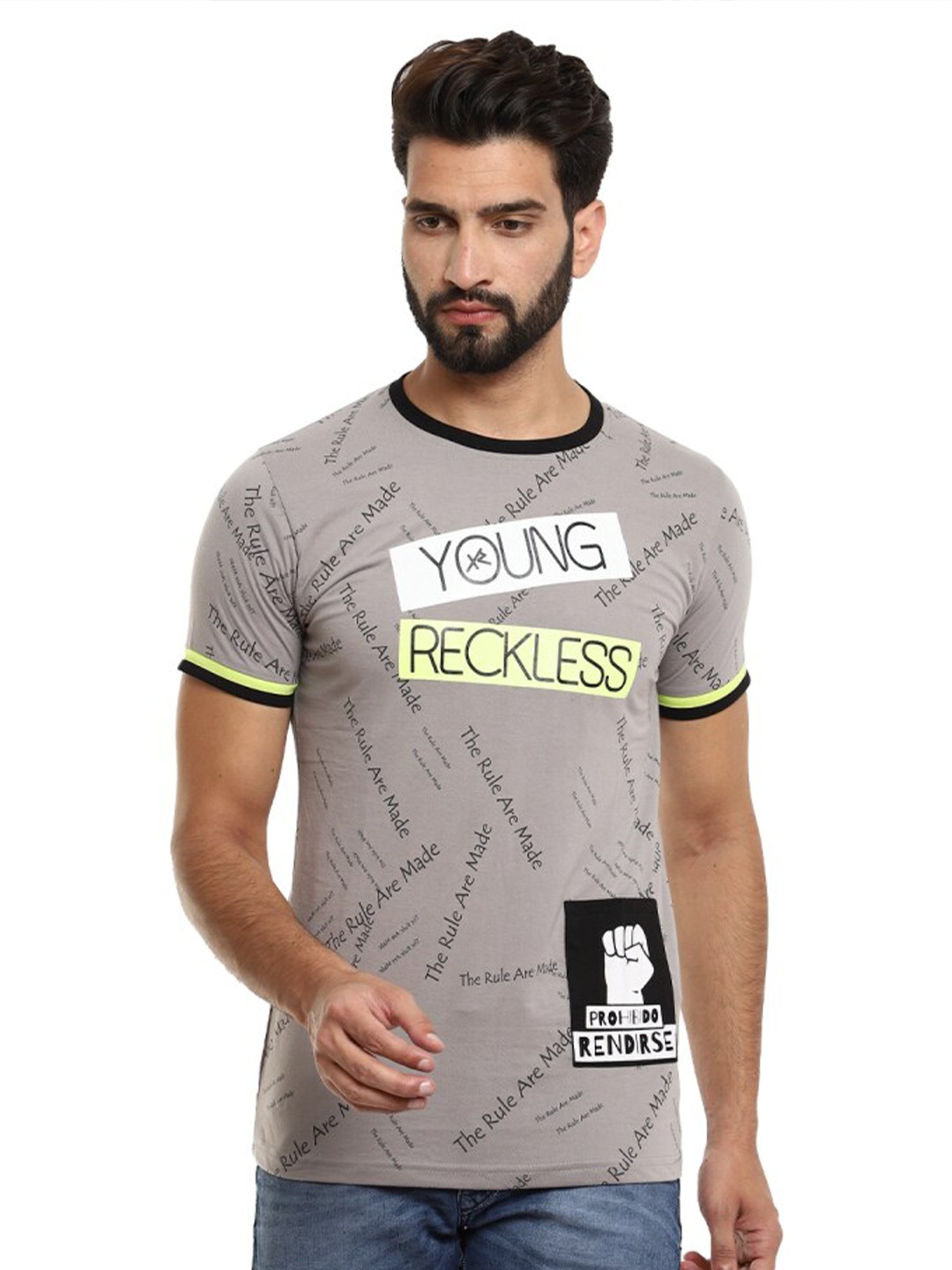 

V-Mart Typography Printed Slim Fit T-shirt, Grey