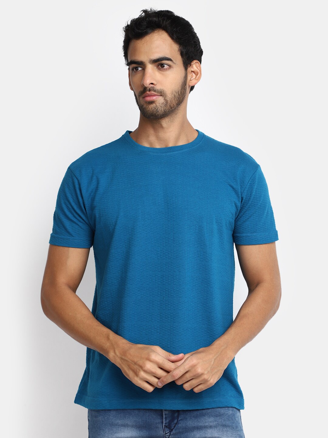 

V-Mart Round Neck Slim Fit Cotton T-shirt, Blue