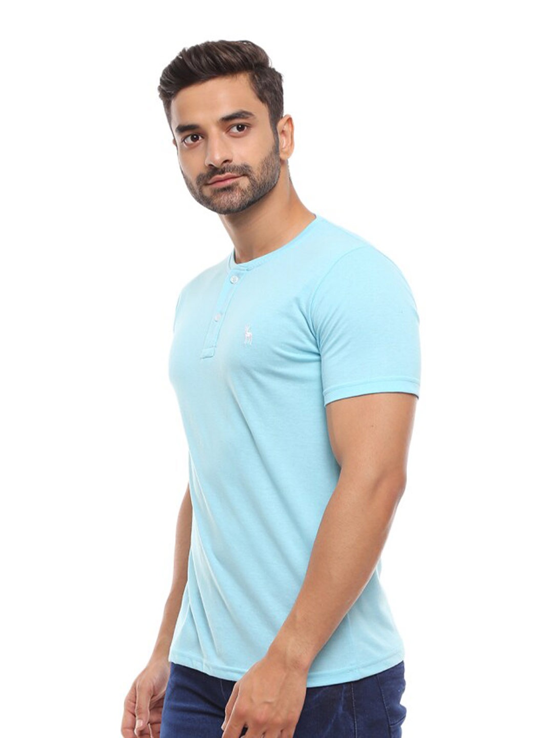 

V-Mart Embroidered Round Neck Cotton T-shirt, Blue