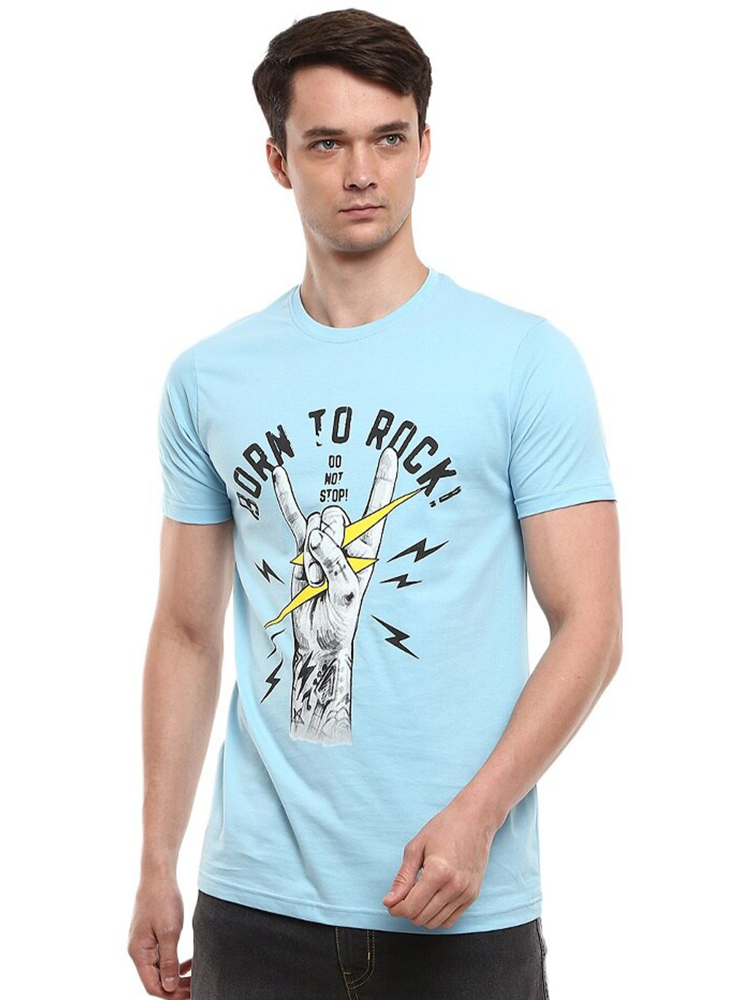 

V-Mart Typography Printed Cotton Slim Fit T-shirt, Blue