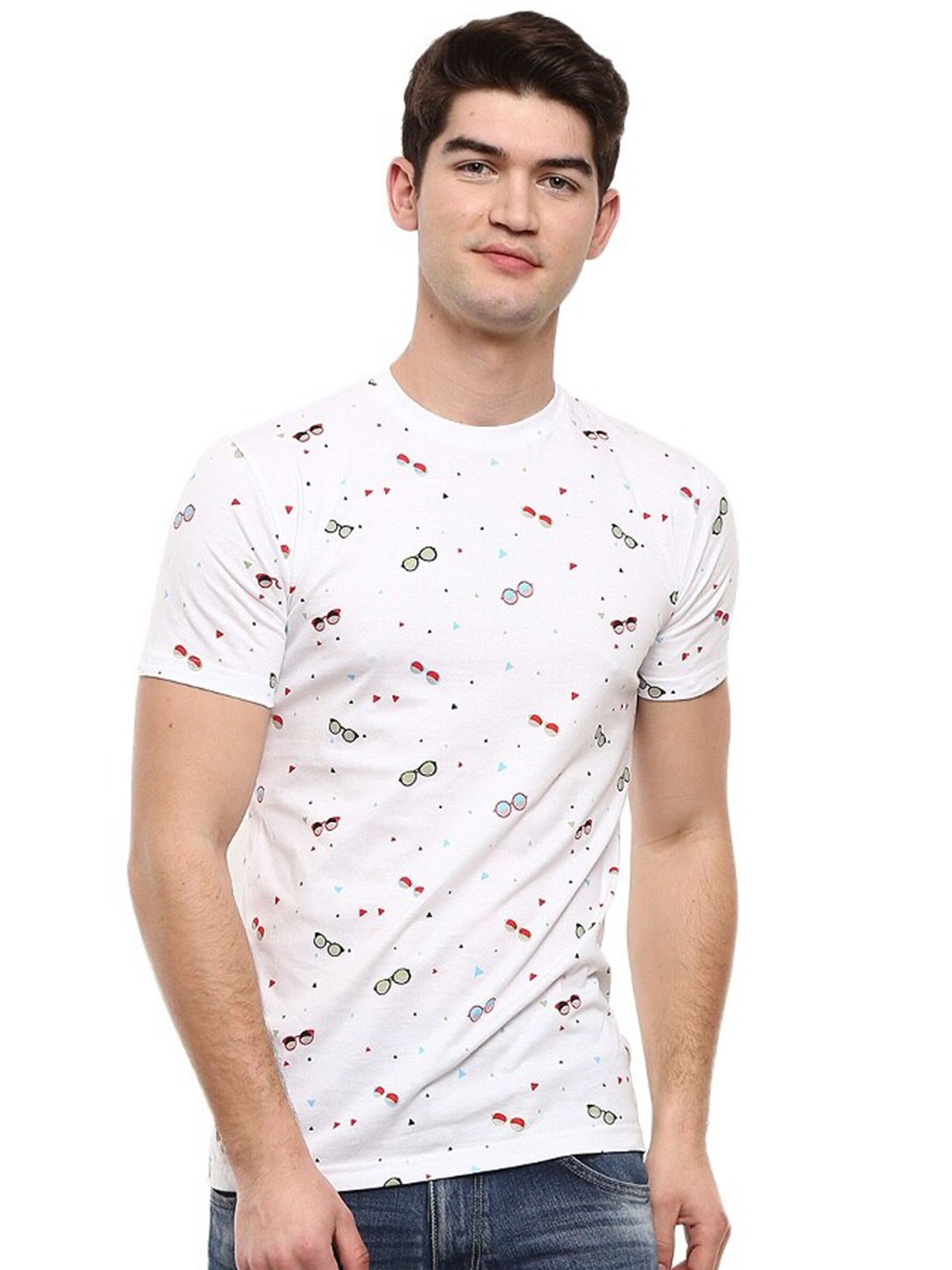 

V-Mart Men Printed Slim Fit Cotton T-shirt, White