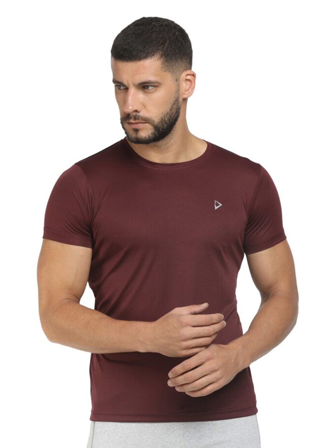 

V-Mart Round Neck Casual T-Shirt, Maroon