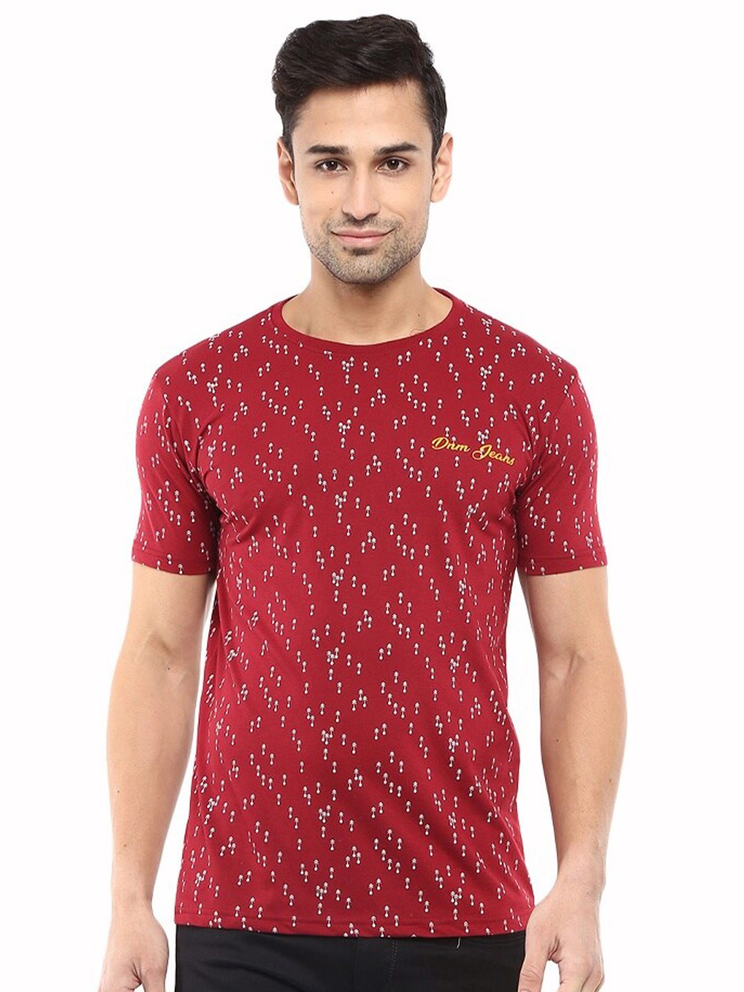 

V-Mart Abstract Printed Slim Fit T-shirt, Maroon