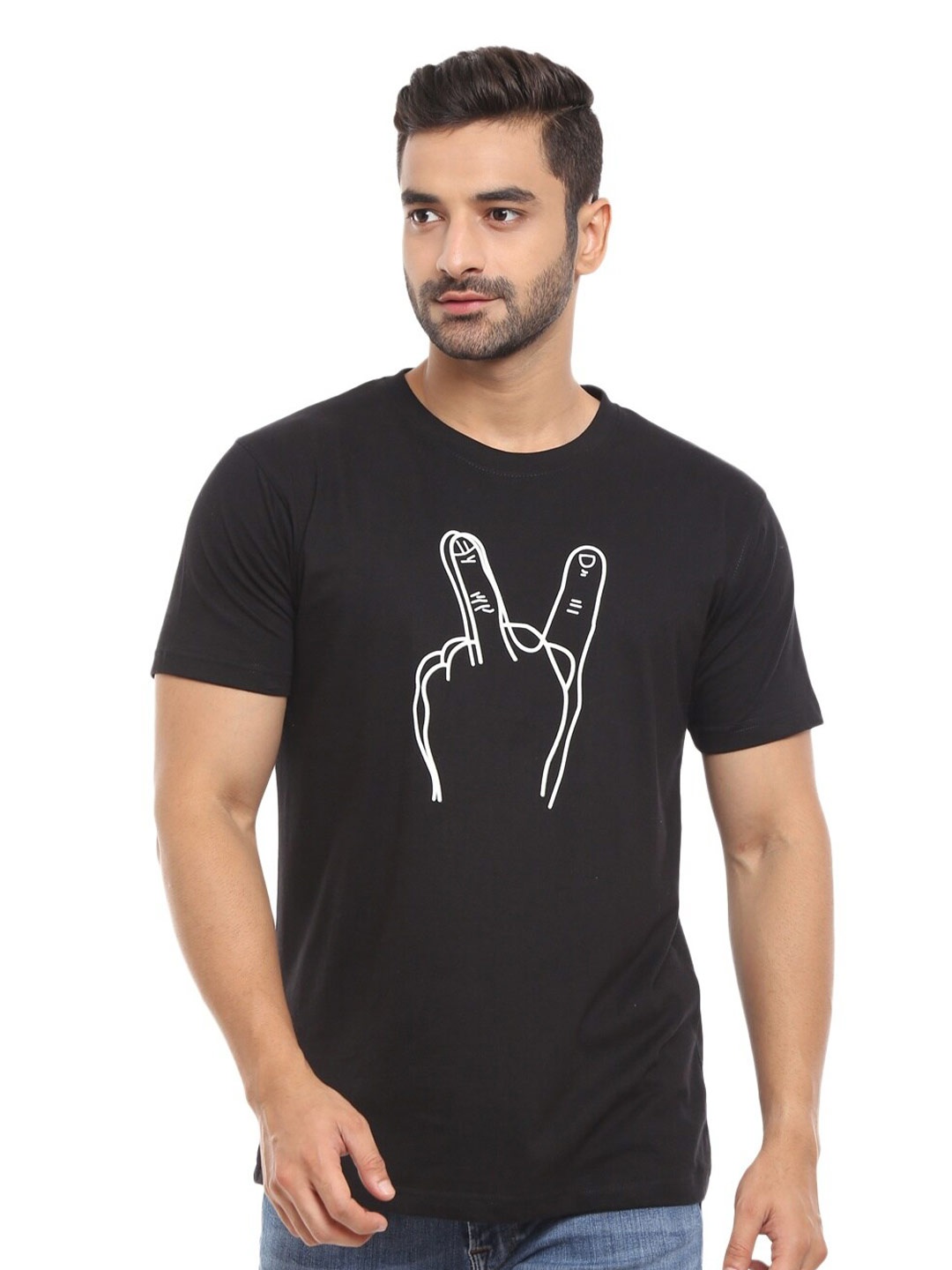 

V-Mart Graphic Printed Cotton T-shirt, Black