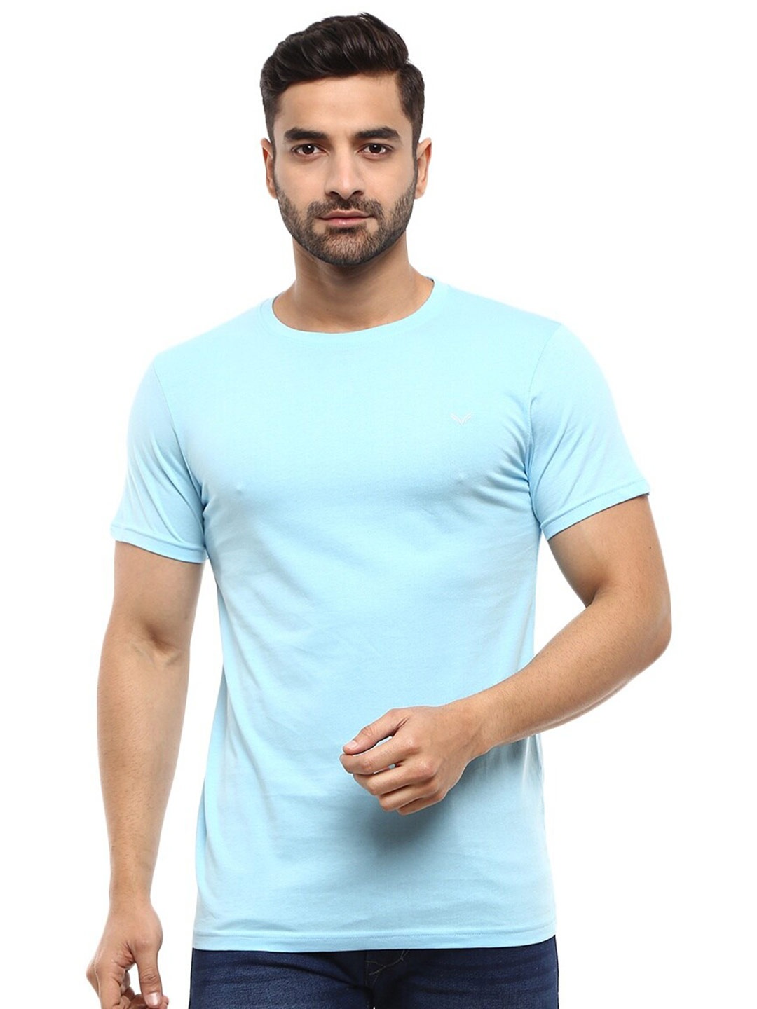 

V-Mart Round Neck Slim Fit Cotton T-shirt, Blue