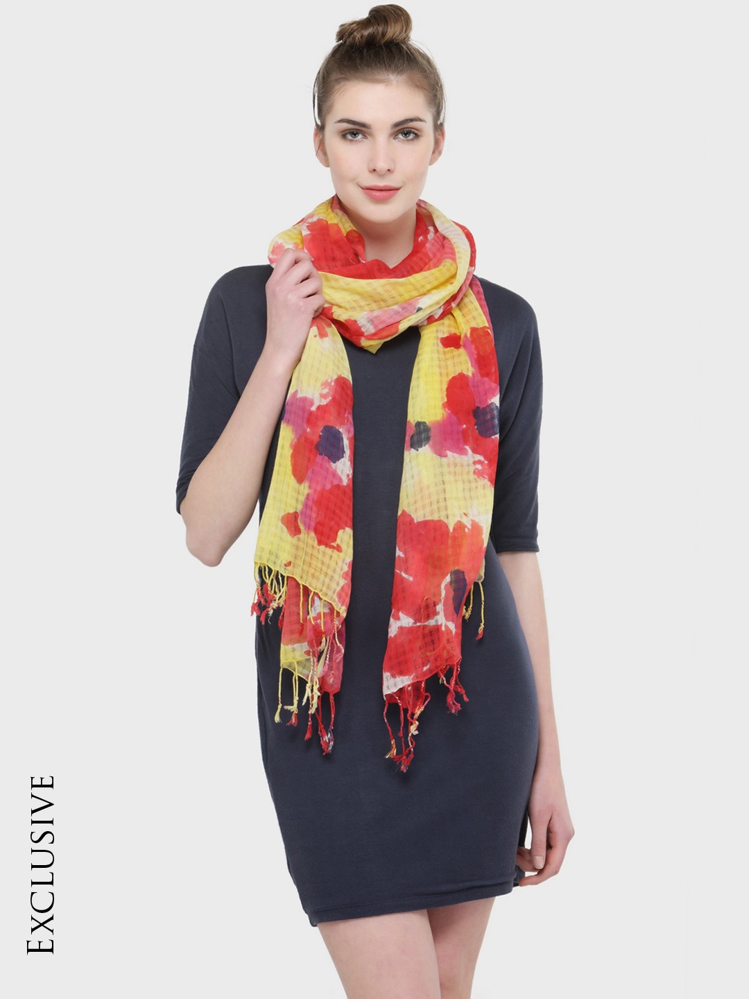 

J Style Women Red & Yellow Printed Stole