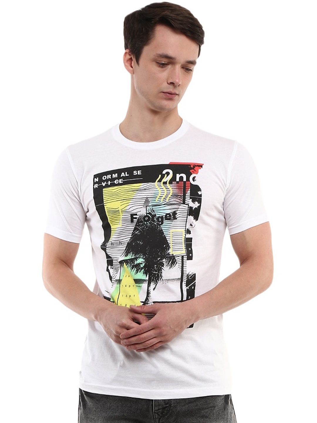 

V-Mart Printed Cotton T-shirt, White