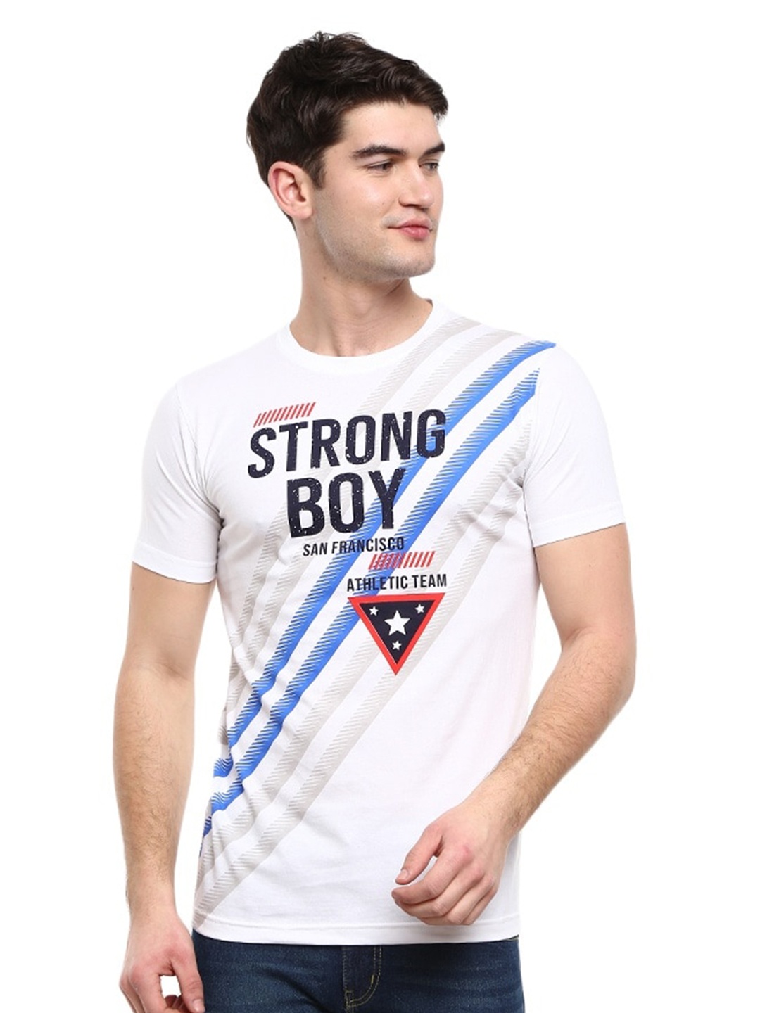 

V-Mart Typography Printed Cotton Slim Fit T-shirt, White