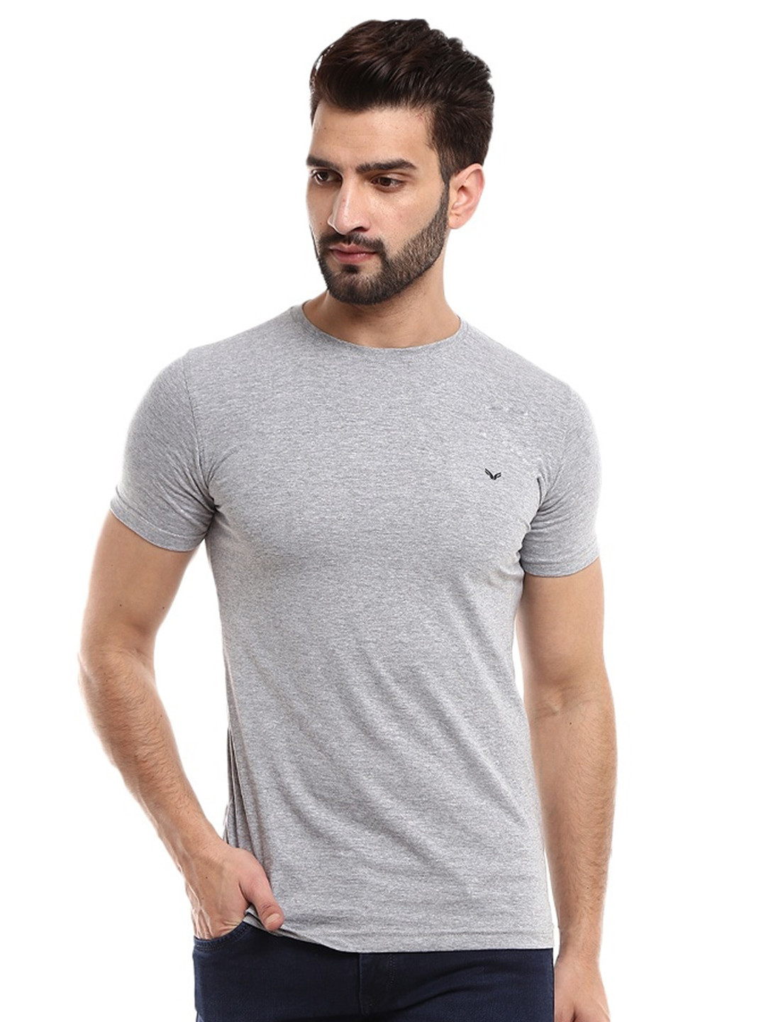 

V-Mart Slim Fit Cotton T-shirt, Grey