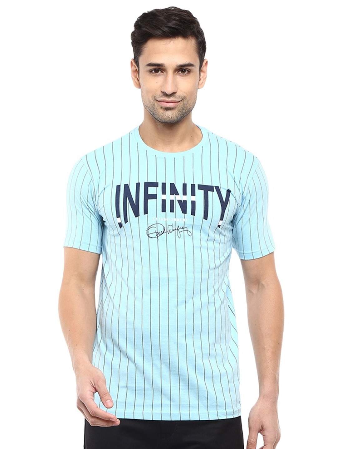 

V-Mart Typography Printed Slim Fit Cotton T-Shirt, Blue