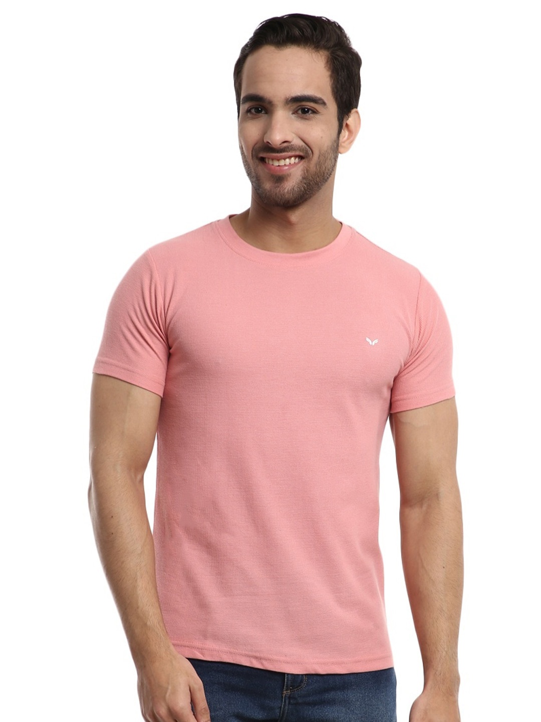 

V-Mart Men Solid Slim Fit T-shirt, Pink