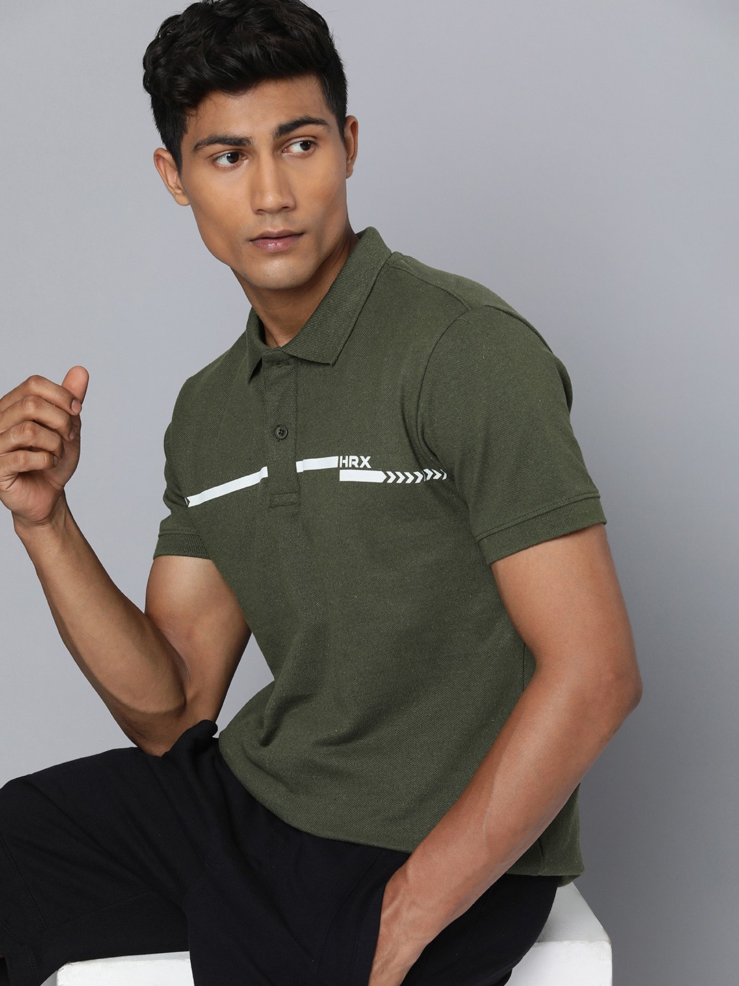 

HRX by Hrithik Roshan Men Striped Polo Collar T-shirt, Green