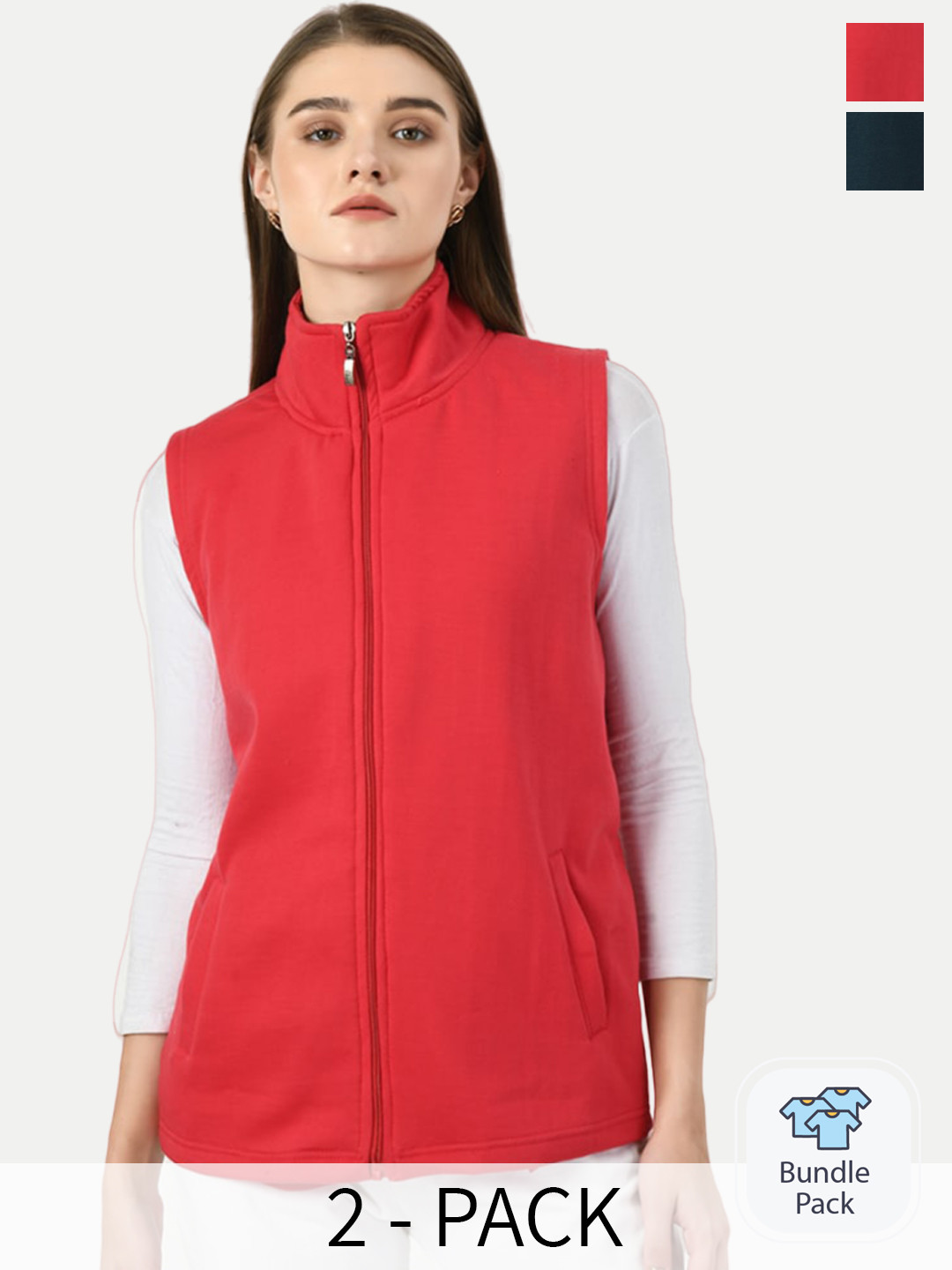 

BAESD Pack Of 2 Lightweight Open Front Fleece Jacket, Red