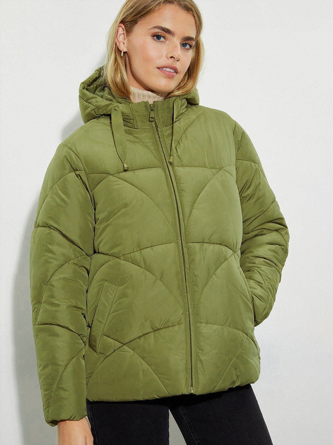 

DOROTHY PERKINS Hooded Puffer Jacket, Olive