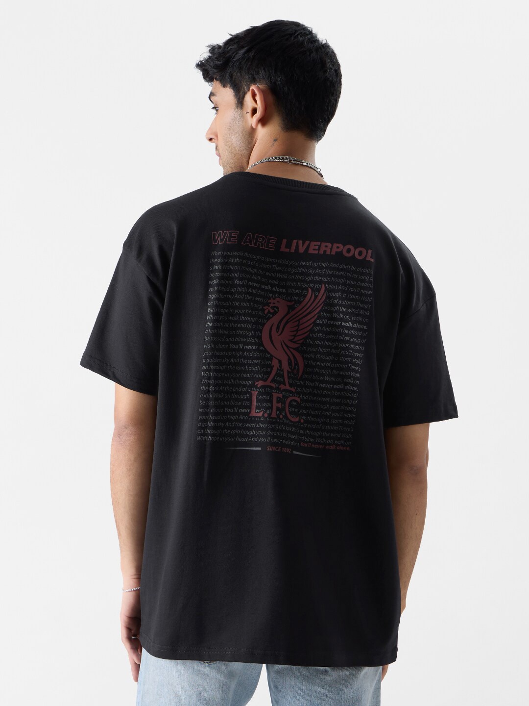 

The Souled Store Typography Liverpool Printed Oversized Cotton T-shirt, Black