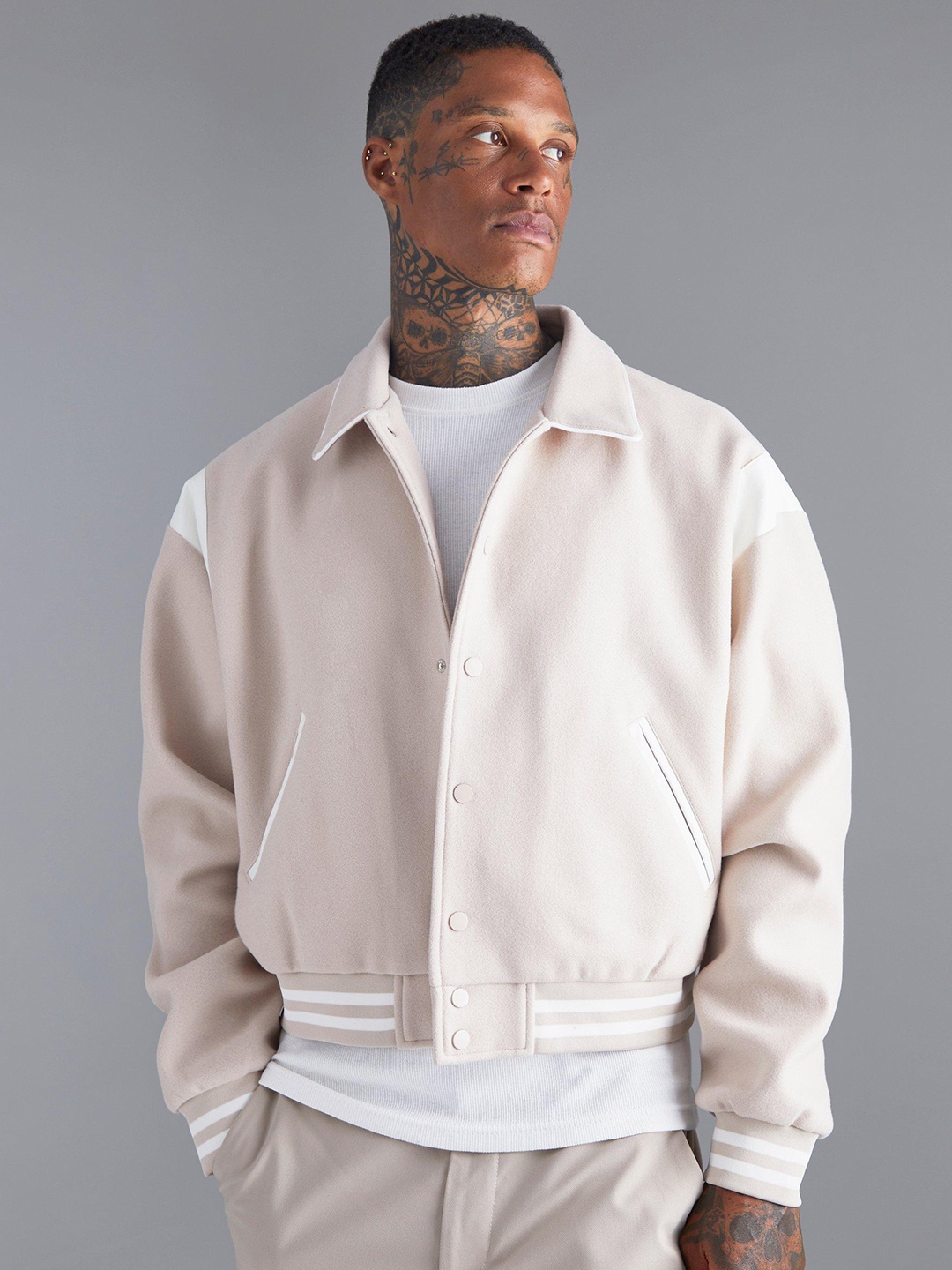

boohooMAN Tailored Jacket, Cream
