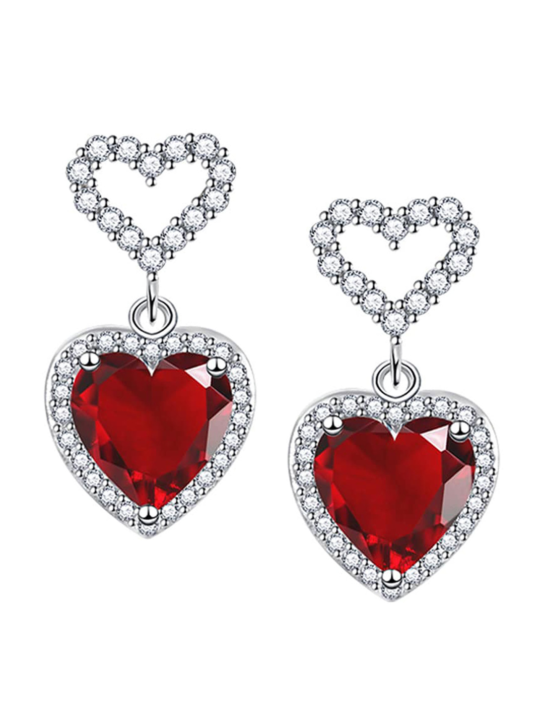 

Designs & You Heart Shaped Drop Earrings, Red