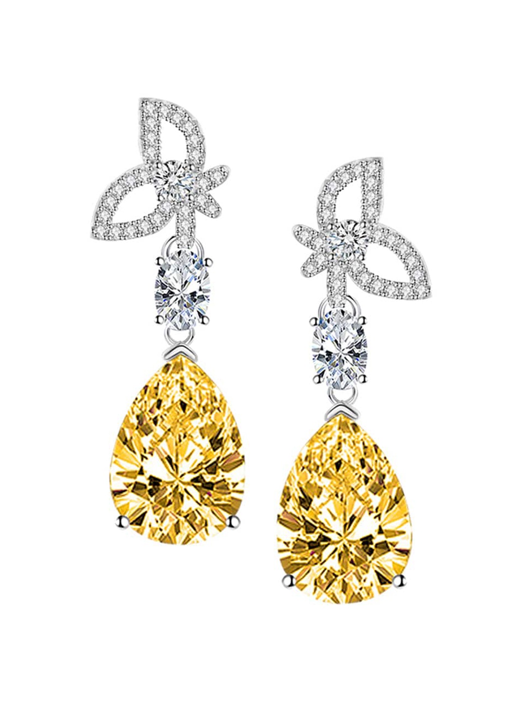

Designs & You Teardrop Shaped Drop Earrings, Yellow