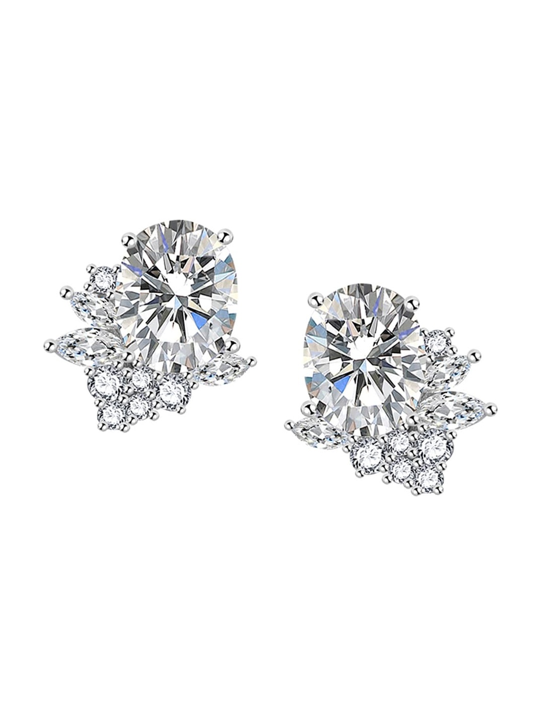 

Designs & You Silver-Toned Oval Studs Earrings