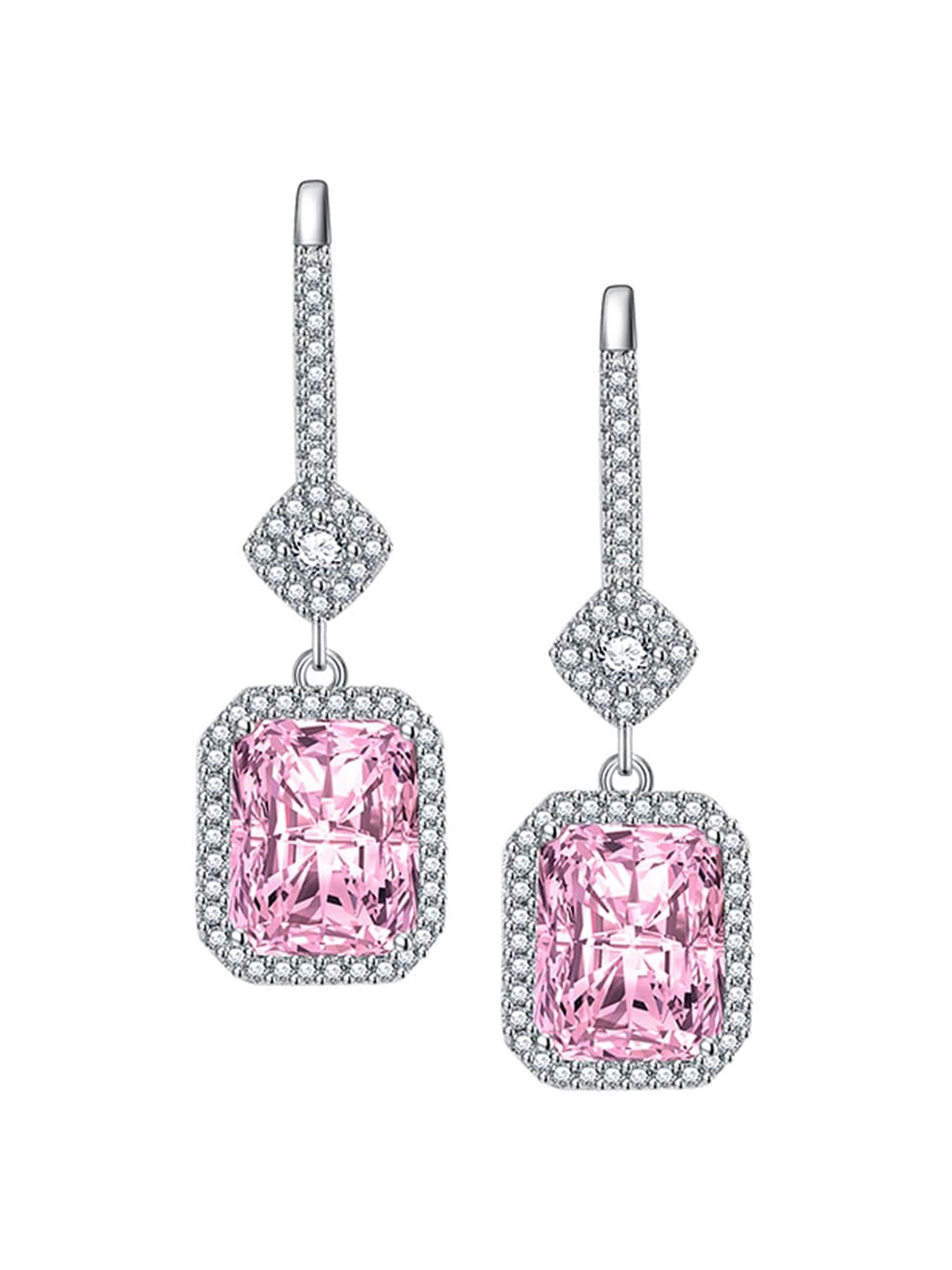 

Designs & You Silver Plated Geometric Drop Earrings, Pink