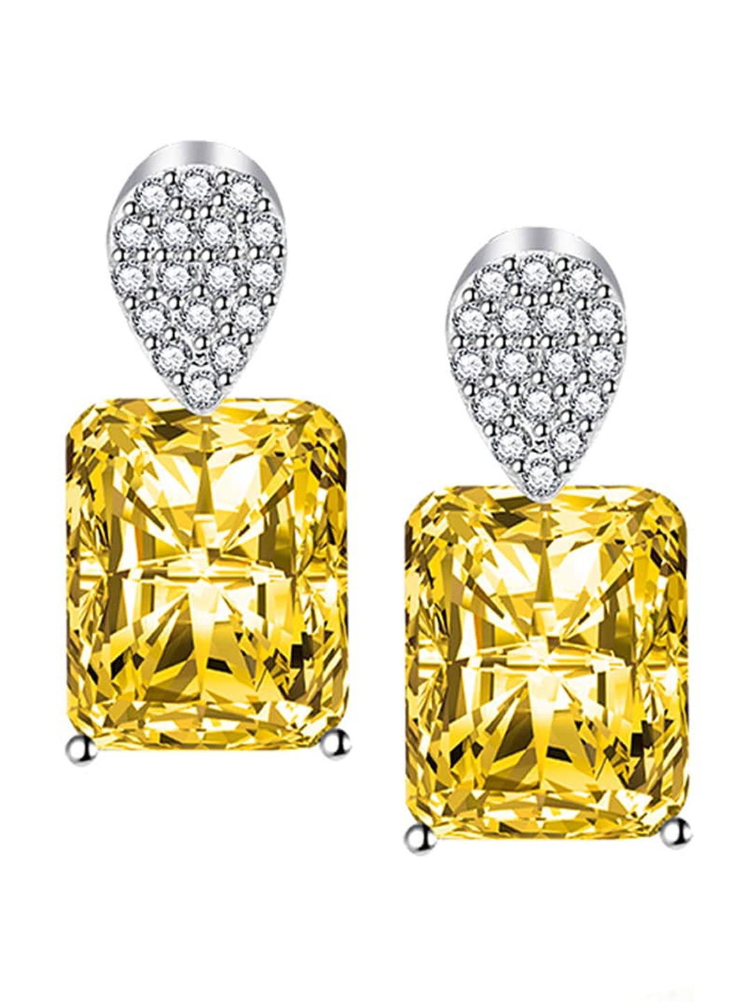 

Designs & You Silver-Plated Cubic Zirconia-Studded Geometric Drop Earrings