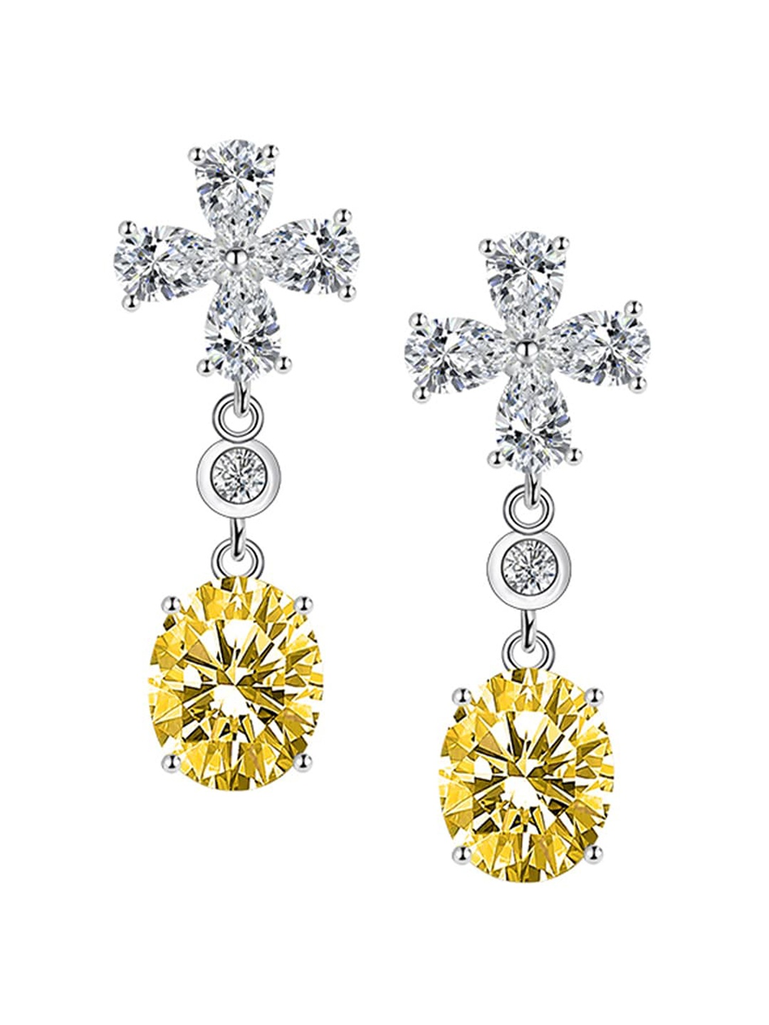 

Designs & You Silver Plated Oval Drop Earrings, Yellow