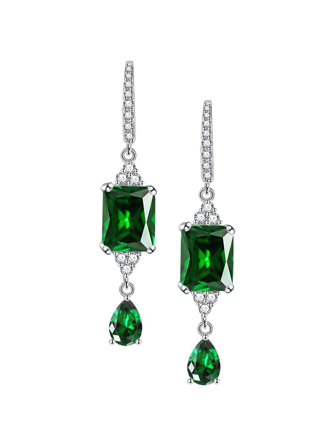 

Designs & You Silver Plated CZ Studded Drop Earrings