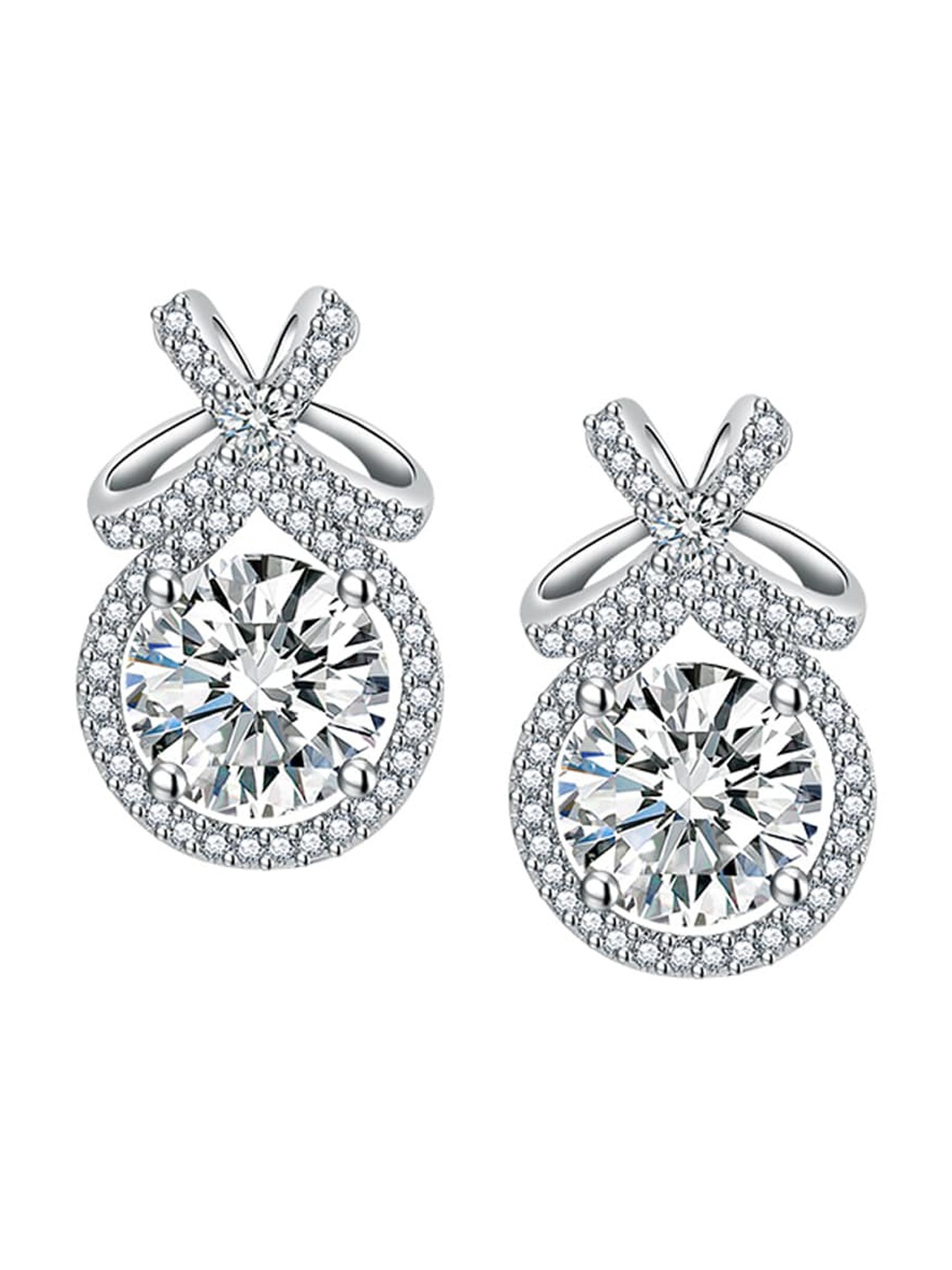 

Designs & You Silver-Plated Cubic Zirconia Contemporary Studs Earrings