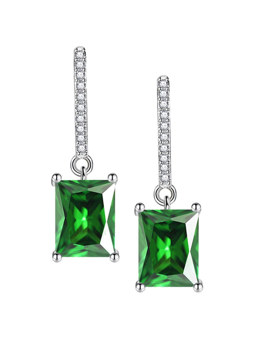 

Designs & You Silver-Plated Geometric Drop Earrings, Green