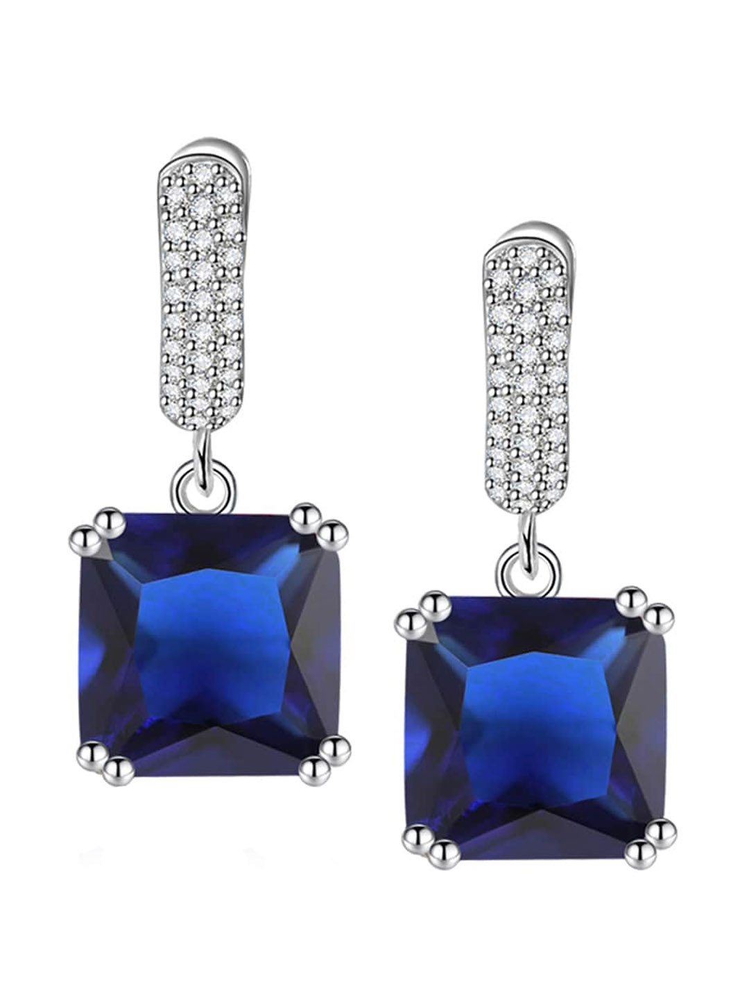 

Designs & You Silver-Plated Square Drop Earrings, Navy blue