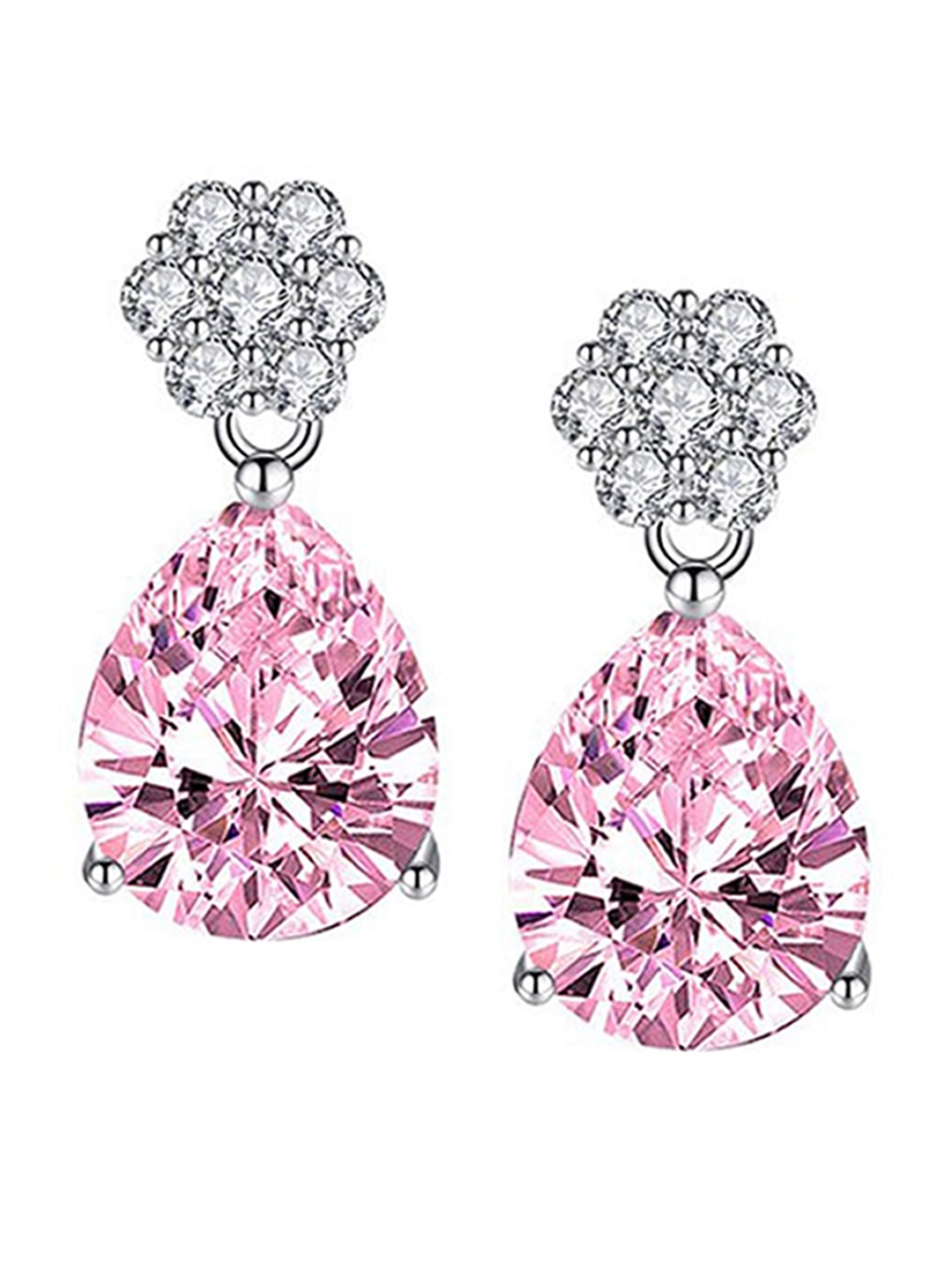 

Designs & You Silver-Plated Contemporary Drop Earrings, Pink