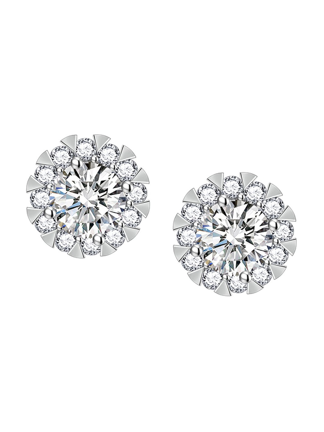 

Designs & You Silver Plated Cubic Zirconia Studded Circular Studs