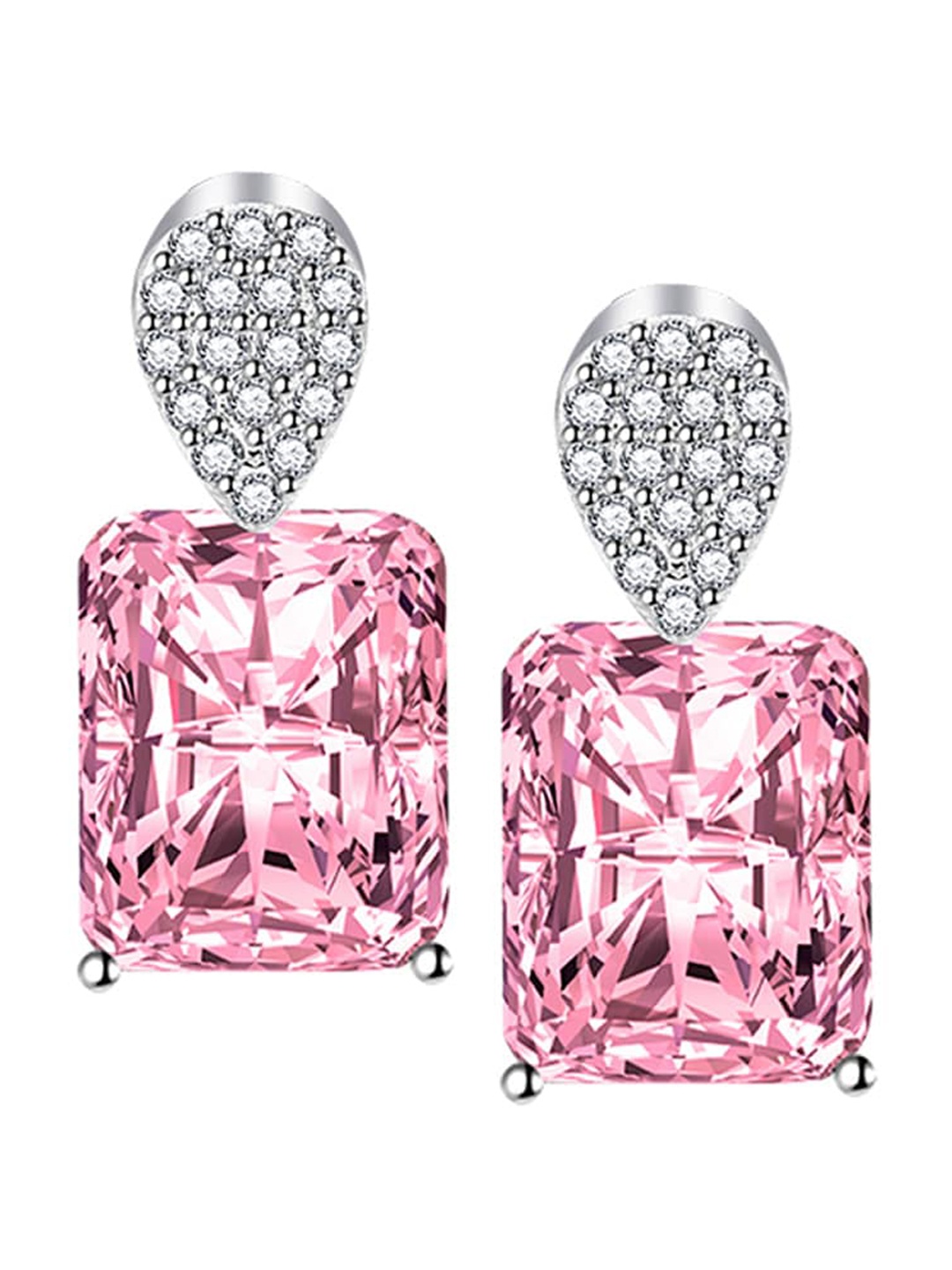 

Designs & You Silver-Plated Cubic Zirconia Geometric Drop Earrings