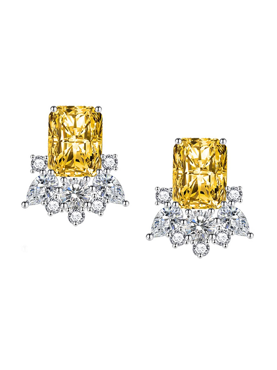 

Designs & You Silver Plated Cubic Zirconia Studded Geometric Studs