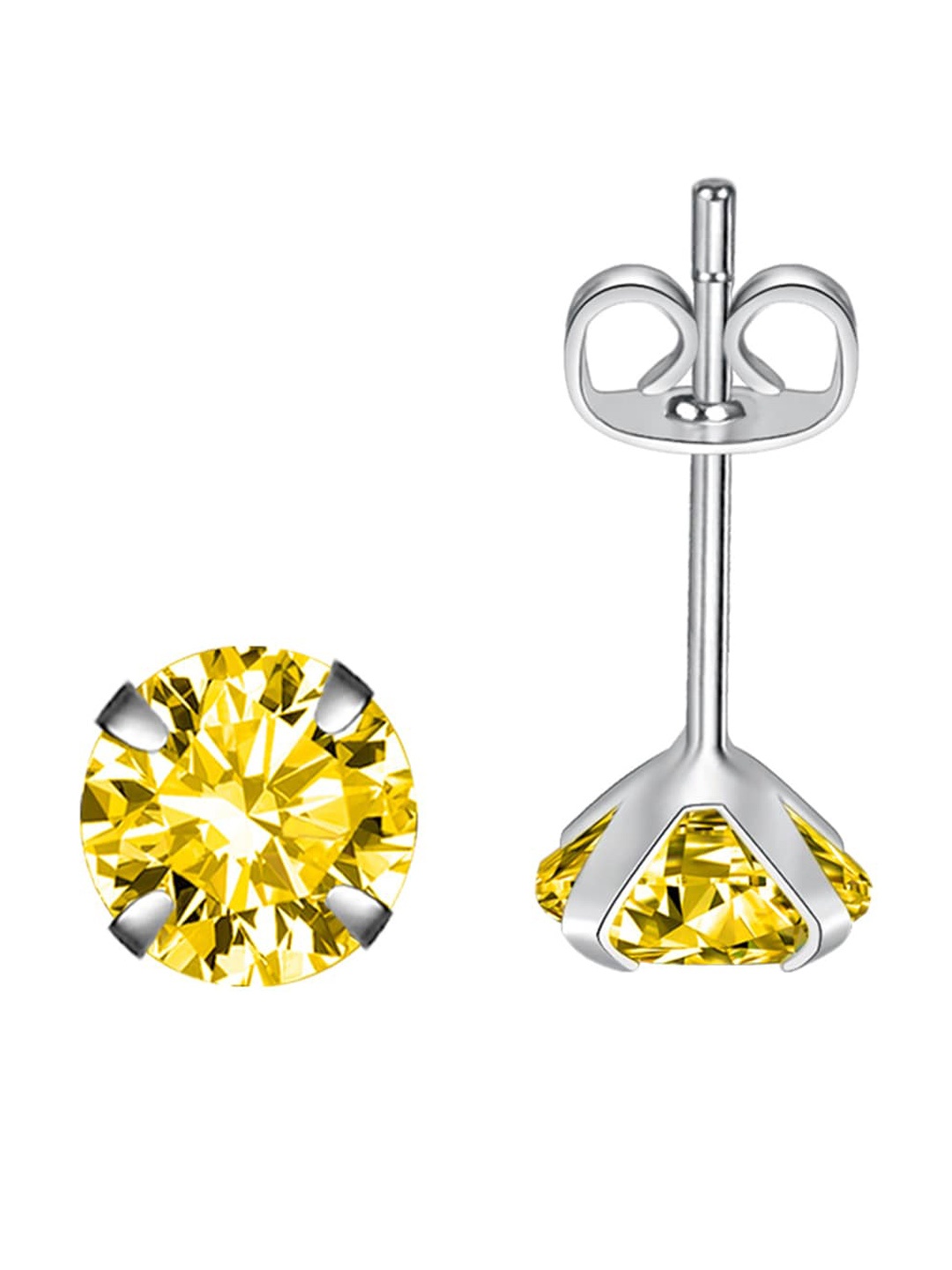 

Designs & You Silver-Plated CZ-Studded Contemporary Studs Earrings