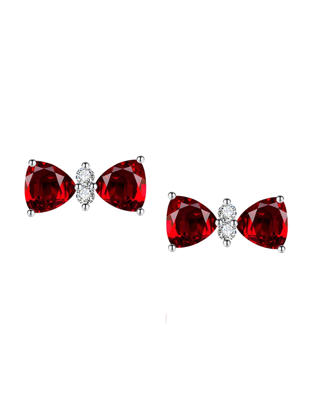 

Designs & You Silver-Plated Contemporary Studs Earrings, Red