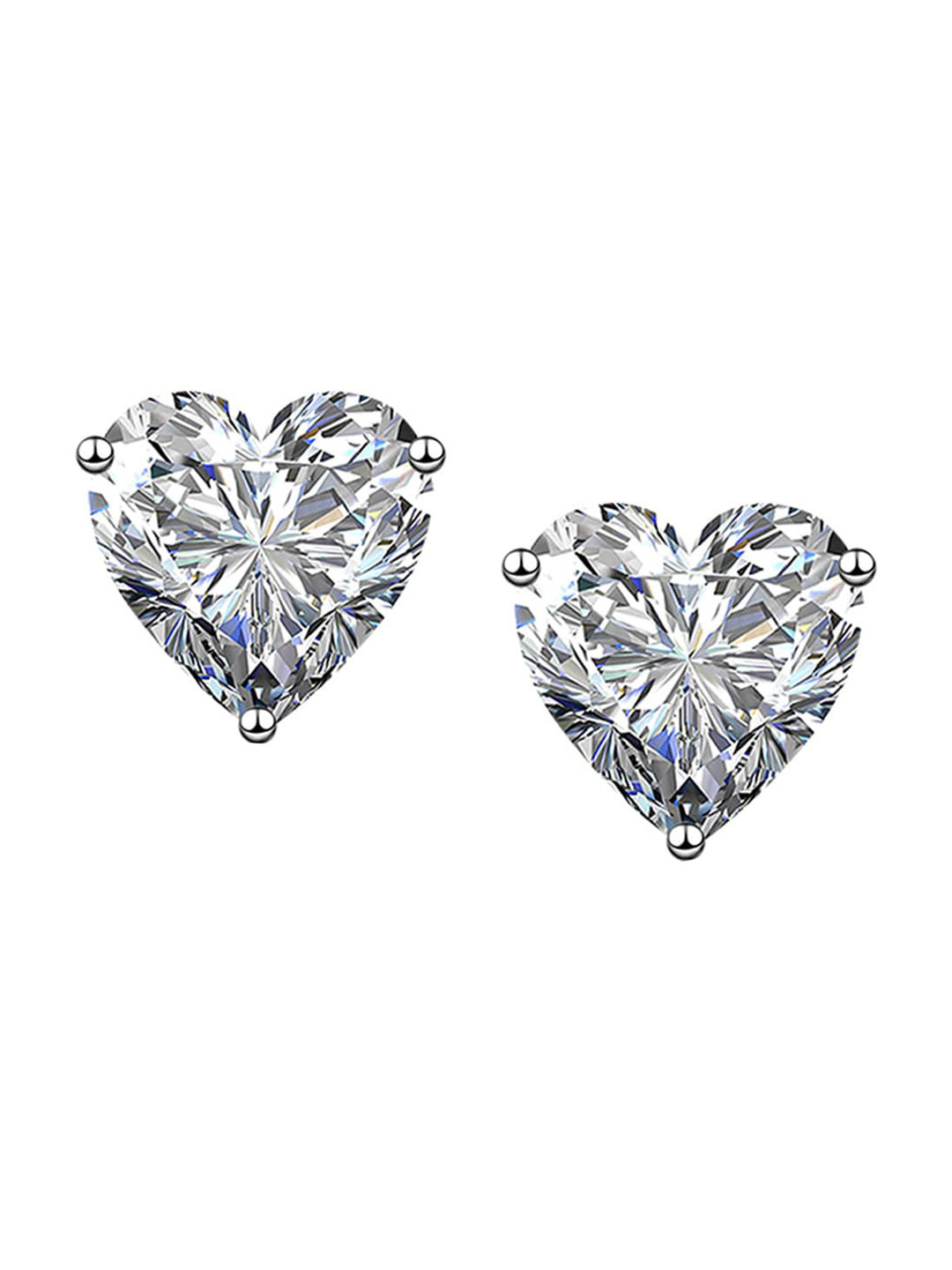 

Designs & You Silver-Plated Cubic Zirconia Studded Heart Shaped Studs Earrings