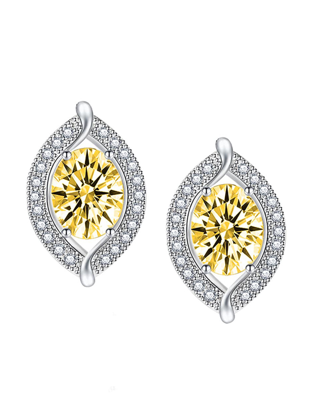 

Designs & You Silver-Plated Cubic Zirconia Studded Contemporary Stud Earrings