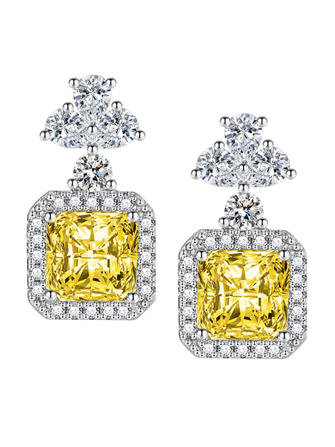 

Designs & You Silver-Plated Cubic Zirconia Square Drop Earrings