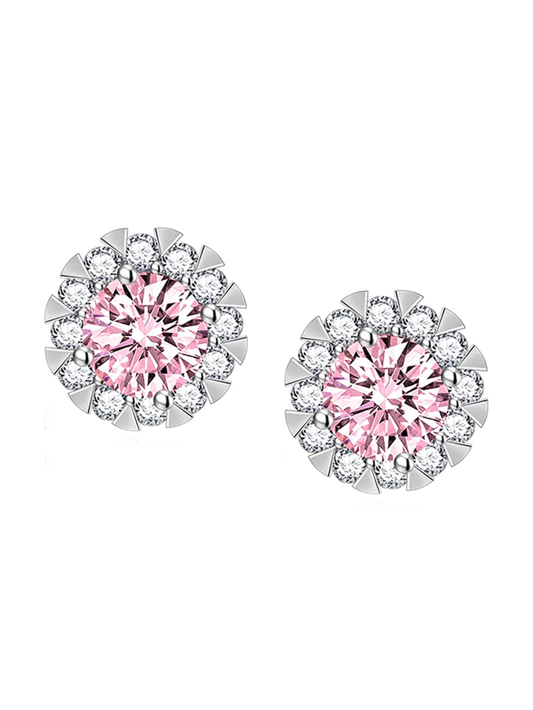 

Designs & You Silver-Plated Cubic Zirconia-Studded Contemporary Studs Earrings