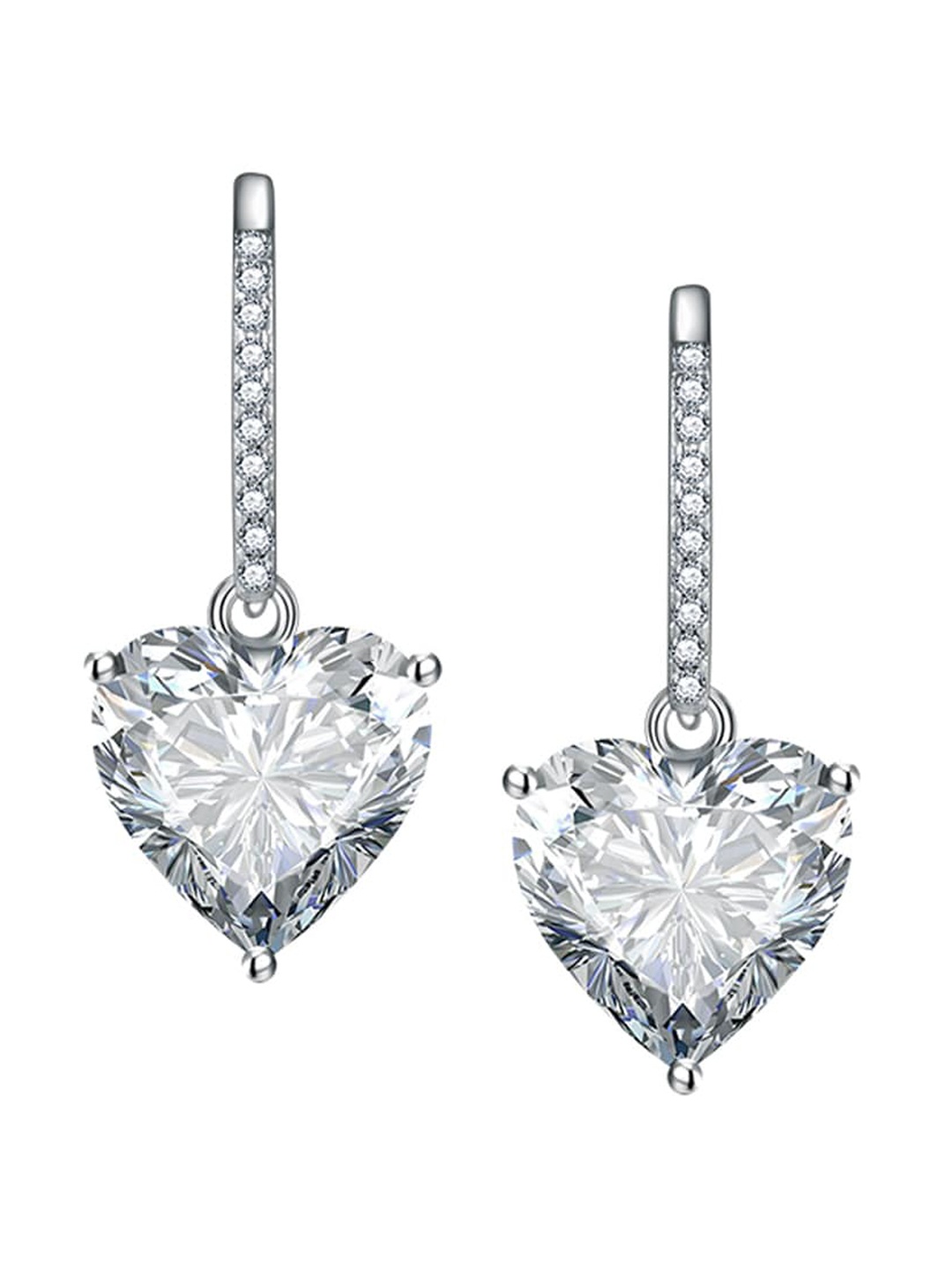 

Designs & You Silver-Plated Cubic Zirconia Studded Contemporary Drop Earrings