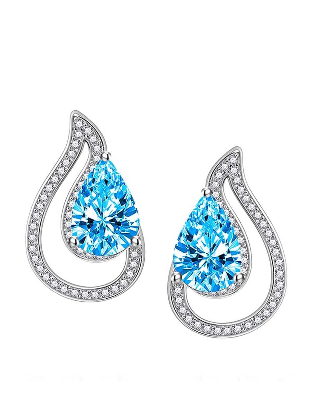 

Designs & You Silver Plated Teardrop Shaped Studs Earrings