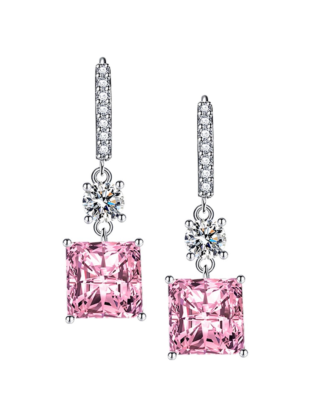 

Designs & You Silver Plated CZ Studded Drop Earrings