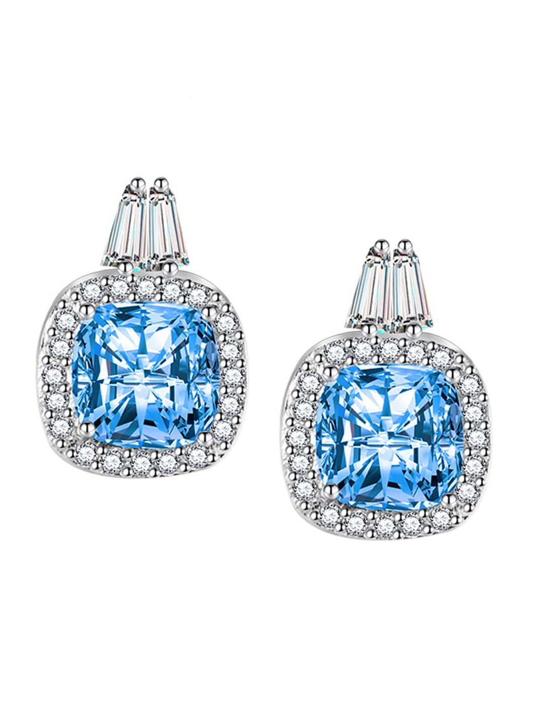 

Designs & You Silver-Plated CZ-Studded Contemporary Studs Earrings