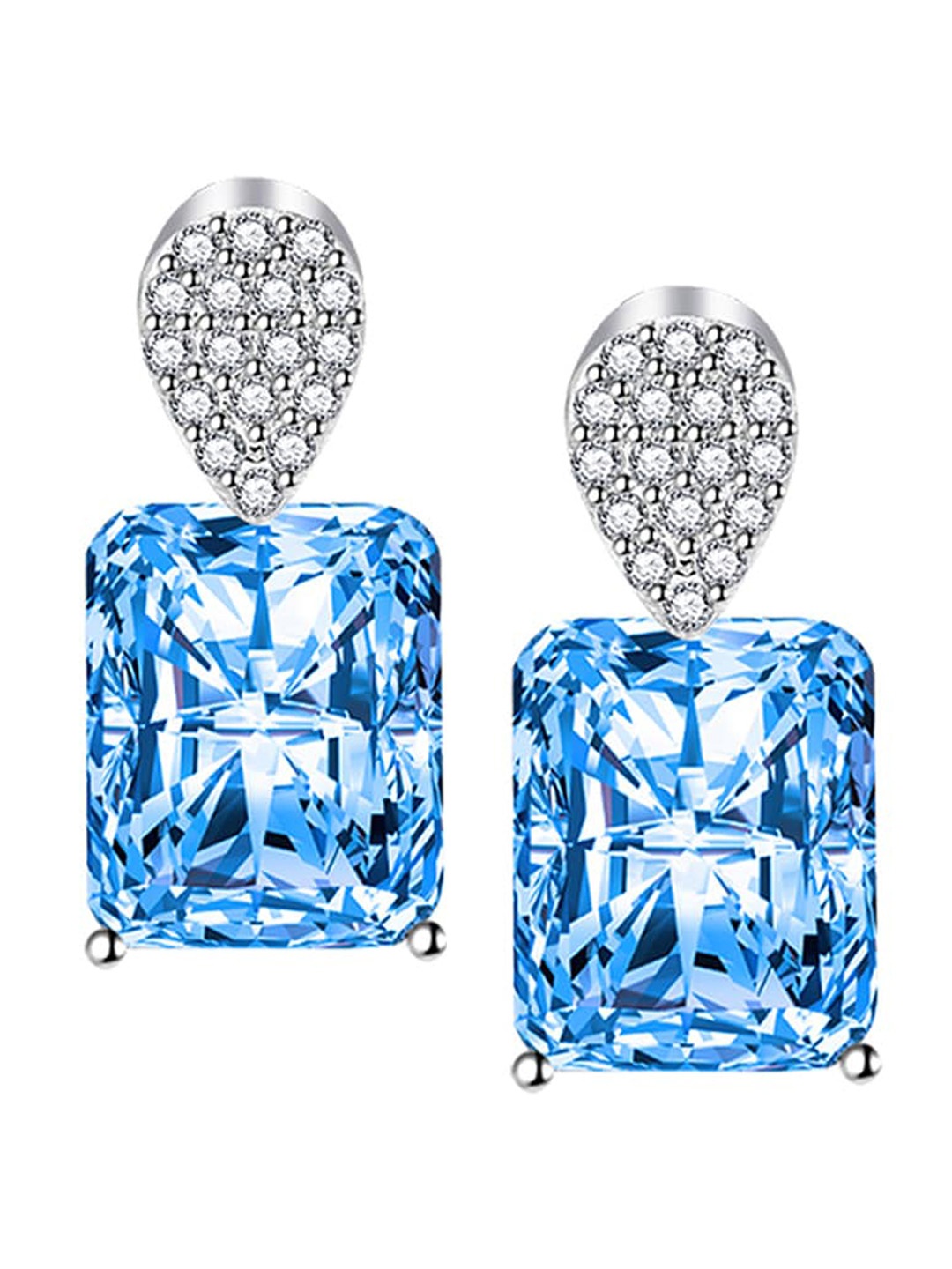 

Designs & You Silver-Plated Cubic Zirconia Studded Geometric Drop Earrings